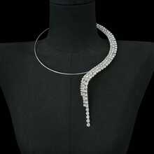 1pc Glamorous Zirconia Sparkling Drop Open Choker, Suitable For Parties, Ball, Weddings - Water Drop - View 9