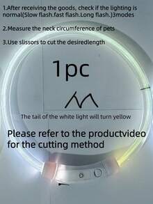 1 pieza Collar de mascota LED recargable de PVC, 3 modos de iluminación, visible por la noche para la de la mascota, adecuado para perros y gatos pequeños a grandes, collar festivo, longitud ajustable. Confirme que el tamaño del producto sea adecuado para el peso de su mascota para evitar daños.