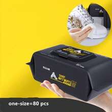 80pcs Shoe Cleaning Wet Wipes, Sneaker Cleaner, Sports Shoes Cleaning Cloths, Stain Remover Disposable Wet Tissues, Dedicated Shoe Cleaning - Black and White - View 8