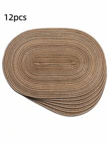 Cotton Yarn Woven Oval Placemats 12x18 Inch, Dining Table Oval Napkins, Natural Woven Heat Resistant Table Mats For Family Gatherings, Wedding Parties (Brown) - Brown - View 13