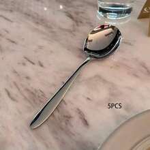 超大不锈钢餐勺，长柄大汤勺，抛光表面耐用厚实设计，适用于家庭、酒店、自助餐厅和餐厅，耐用厨具，烹饪，自助餐勺 - 銀色 - 查看 14