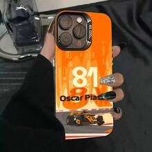 1PC Funda de Teléfono F1 Racing 81 Oscar P-Piastri Funda de Teléfono IMD color plata compatible con  16 15 14 13 12 11 Pro Max Plus, compatible con funda  17, funda  17 Pro, funda  17 Pro Max - z3 - Ver 12