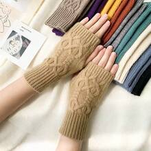 Knitted Gloves Touch Screen Twist Knot Short Wrist Cover Autumn And Winter New Women's Warm Fashion Fake Sleeve Dew Finger Gloves