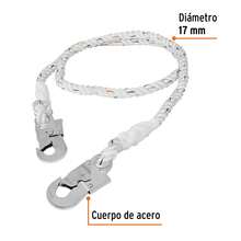 14436 cable de posicionamiento cuerda de poliéster de 2 m Truper es un accesorio indispensable en trabajos de altura y actividades que requieren  al realizar maniobras. Este cable está diseñado para brindar soporte, resistencia y confianza, ofreciendo al usuario un equipo de protección confiable en cada uso.  Gracias a su fabricación en cuerda de poliéster de alta calidad, se adapta a diferentes entornos laborales, proporcionando firmeza y estabilidad en situaciones que demandan precisión y protección. - Blanco - Ver 2