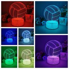 1 قطعة إضاءة ليلية ثلاثية الأبعاد لكرة الطائرة، لمبة مكتب تغيير لون 7 ألوان بلمس، مناسبة لغرفة النوم والمنضدة والصالة، مناسبة كهدية عيد ميلاد وأعياد، تعمل بالطاقة من منفذ USB