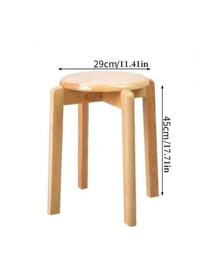 1pc European Solid Wood Stool, Square Round Home Commercial Dining Tafel Natural Walnut Chair, Room Factory view 7
