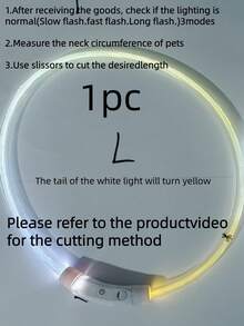1 pieza Collar de mascota LED recargable de PVC, 3 modos de iluminación, visible por la noche para la de la mascota, adecuado para perros y gatos pequeños a grandes, collar festivo, longitud ajustable. Confirme que el tamaño del producto sea adecuado para el peso de su mascota para evitar daños.
