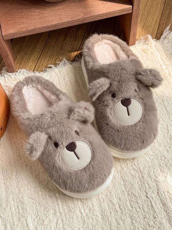 Damen einfarbige lässige Hausschuhe mit flauschigem Rand, bequeme Hauskleidung für Herbst/Winter