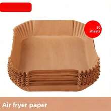 50/100/PCS   Air Fryer Liners, Natural Brown Parchment Paper,   For Baking, Cooking, Microwavable, Pre-Cut Round & Square Design,  Cooking Lifestyle - Kaki-16*4.5CM - Xem 9