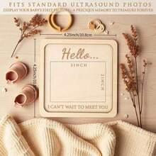 给奶奶、祖父母的怀孕公告 - 超声波相框 - 宝宝公告标志 - 宝宝即将出生公告 - 向丈夫、朋友、阿姨、叔叔透露怀孕消息 - 米色 - 查看 3