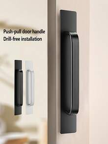 黑色免提滑动门把手，适用于车库门和衣柜门