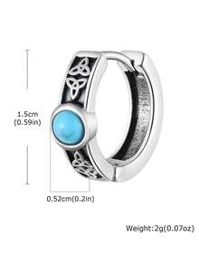 Cercei rotunzi din oțel inoxidabil cu nod celtic și turcoaz, unici și casual