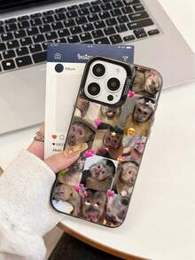 Expression 1pc Monkey Pattern Design TPU Soft Edge Phone Case Compatible With Iphone13/15/14/13/12/11/16/Galaxy/Redmi/OPPO/VIVO/INFINIX, Interesting Puzzle Waterproof Shockproof Anti-Fall Scratch Resistant - Style 3 (1 Piece) - View 7