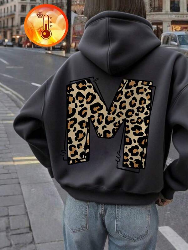 Tween-Mädchen 1 Stück Casual Printed Pullover Hoodie Sweatshirt, Thermo-Futter, Langarm, Herbst/Winter-Kleidung