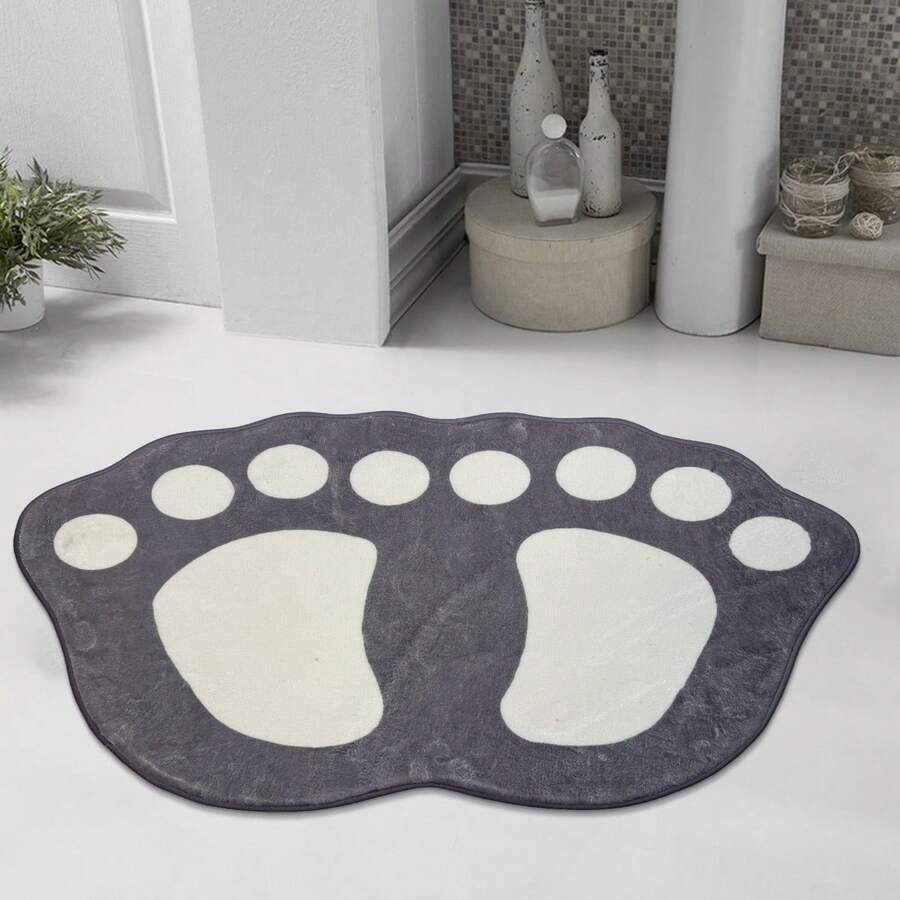 1 buc. Covoraș de ușă gri cu model de amprentă, covor decorativ din lână artificială, lavabil la mașină, covoraș de baie moale, gros și absorbant, potrivit pentru bucătărie, spălătorie, cameră de jocuri, hol, casă de la țară, terasă, balcon, verandă, living, intrare interioară, decor pentru petreceri la birou, decor pentru locuri de sărbători, intrare, baie, dormitor, sufragerie