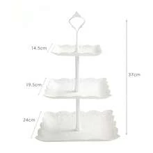 10pcs European Style 3-Tier Cake Stand, Plastic White Dessert Display Set For Afternoon Tea, Wedding, Baby Shower, Party, Includes 4pcs Cake Plate, 3pcs Cupcake Stand, 6pcs Dessert Tray