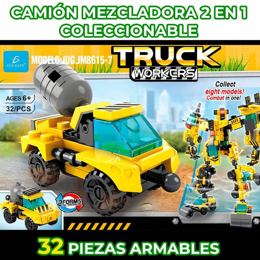 ELE-GATE 2-In-1 Building Blocks Toy Cargo Vehicle 32pcs - Multicolor - View 1
