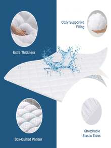 KTAbedding Thickened Mattress Pad, Soft Mattress Protector, Quilting Technology, Machine Washable, Strong And Wear-Resistant, Easy To Clean, Can Be Stretched Into 8-12 Inch Deep Pockets, Enhancing Bed Comfort - White - View 4