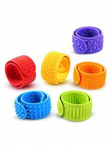 1pc Textured Silicone Bracelet Sensory Toy, Relieves Anxiety, ADHD And Stress, Adult Desktop Wearable Sensory Toy, Travel Airplane Shaped Fidget Toy, Suitable Gift For Men And Women, Holiday Gift - Multicolor - View 6