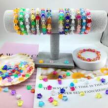 1 Box 24pcs Multi-Size Star & Heart Shaped Jewelry Making Accessories, For Bracelet & Necklace DIY