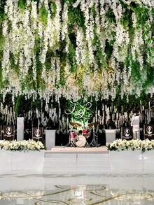 30/50pcs Artificial Wisteria Flowers, 3.75-Foot Artificial Flower Rope, Fake Hanging Flowers, Silk Wisteria Flower Garlands, Wedding Party Home Decoration, Green Wall Ceiling Flower Decoration, Perfect Wedding Hanging Decoration, Suitable For Parties, Birthdays, And Families - Multicolor - View 8