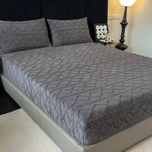 Set de lenjerie de pat din catifea, 3 buc., toamnă/iarnă, nou, moale și confortabil, cald și respirabil, instantaneu cald, husă de protecție anti-praf, set de cearșafuri cu elastic antiderapante, potrivit pentru dormitor, cameră de oaspeți, hotel. 1 cearșaf cu elastic + 2 fețe de pernă, inserția de pernă nu este inclusă. Potrivit ca și cadou de casă nouă pentru părinți, familie și prieteni sau ca și cadou textile pentru casă.