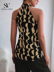 Elegant Women's Turtleneck Tank Top - Khaki - View 6
