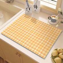 Ins Style Solid Color Striped High-End Diatomite Tablecloth Waterproof And Oil-Resistant Non-Washable Bar Pad, Heat-Insulating Table Pad, Cup And Plate Pad