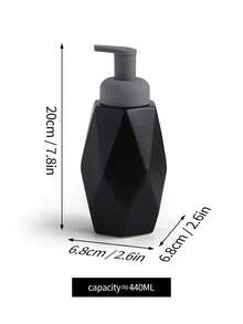 Dispensador de jabón cerámico geométrico, negro o blanco mate, diseño minimalista moderno, cabezal de bomba, adecuado para jabón de manos, jabón de platos, champú, loción corporal, uso en baño de hotel/hogar, botella vacía de alta gama rellenable