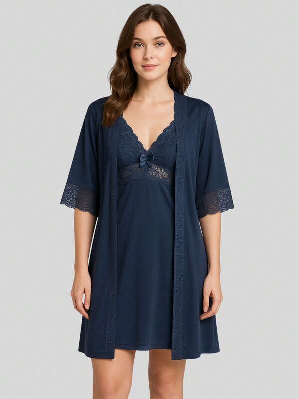 Robe Luxo Romantic e Renda Roupão Confortável linha Noite Noiva e Maternidade