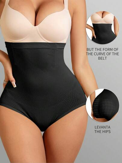 1pc Women's Seamless High Waist Shapewear Panty, Solid Color Tummy Control And Butt Lifting Briefs, Suitable For Daily Wear