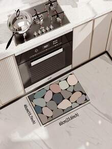A Piece Of Silica Gel Kitchen Floor Mat With High-End And Simple Design, Colorful Block Pattern, Light Luxury And Fashionable Style, Buffering And Fatigue Resistant, Water Absorption And Quick Drying, Non-Slip Silica Gel Soft Rubber Floor Mat, Suitable For Kitchen, Bathroom, Entrance, Laundry Room And Other Places. ,Room Decor - Multicolor - View 13