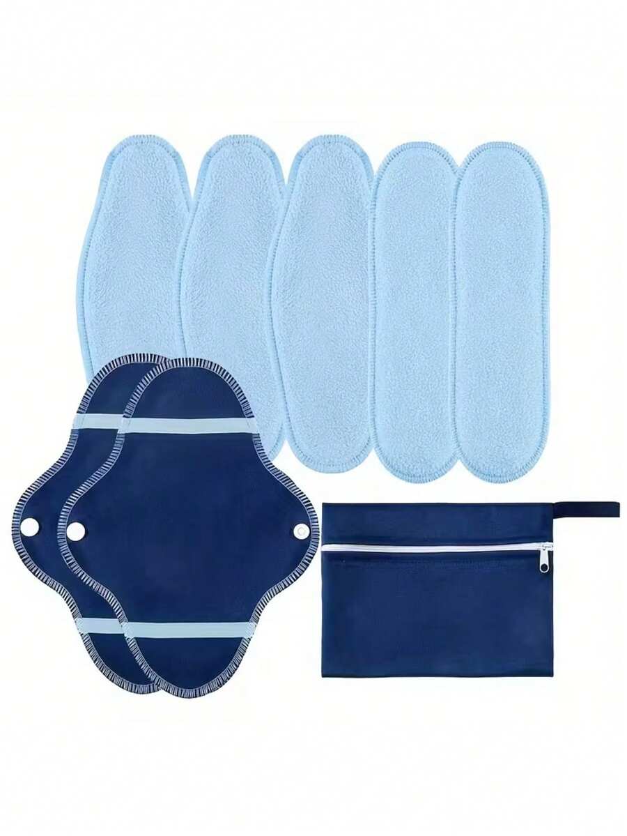 8pcs Girl's Washable Nursing Pads Set, Reusable And Portable, Comes With A Storage Bag, Girl's Must-Have