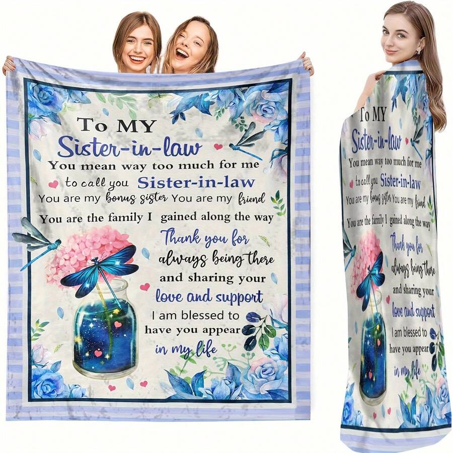 To My Sister,Super Soft Flannel Printed Blanket,As Birthday Gifts, Family, Wedding, Souvenir Blankets, Polyester Blankets Suitable For All Seasons, Washable, Machine Washable, Lightweight, Breathable, Comfortable, Warm, Unique, 280gsm For Him, Her Personalized Ideal Gifts For Her,Perfect Nap, Camping, Travel, Home, Daily Life, Office Decoration, Birthday, Anniversary, Valentine's Day, Thanksgiving, Christmas, Halloween, Wedding, New Year Gifts ,Sofa,Bed,Car,Bedroom,Living Room,Office,  Outdoor Camping, Beach,Wall Decoration - 多色10 - 查看 1