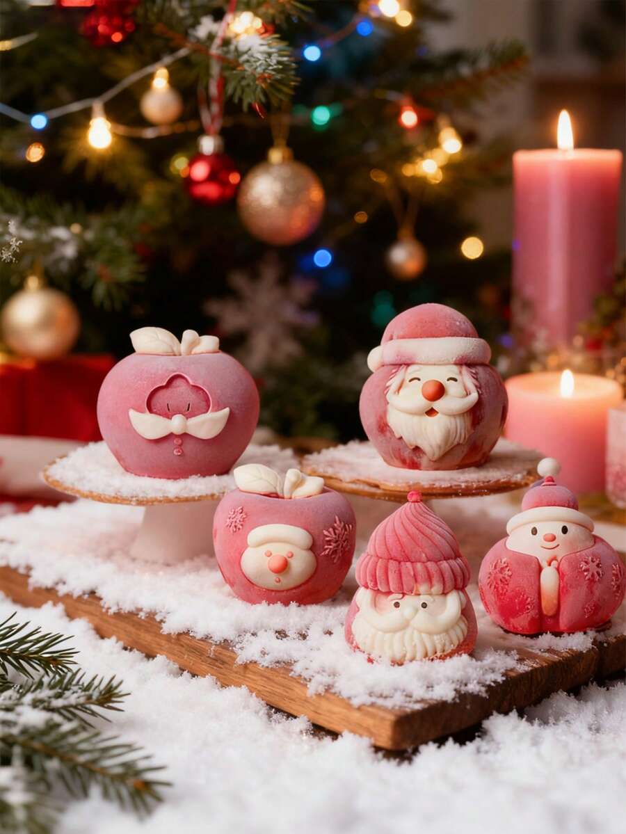 Moule en silicone en forme de pomme de Noël pour personnes âgées, fabriqué en matériau silicone, à utiliser