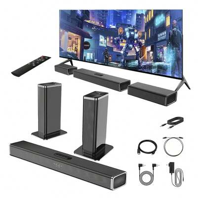 Barra de sonido 21 canales 80W sistema home theatre TV audio bluetooth altavoces subwoofer cine en casa tecnología envolvente experiencia sonora moderna