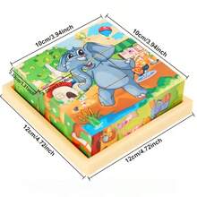 9pcs 3D Cartoon Puzzle Blocks, 6-Sided Colorful Painted Early Educational Toy For Kids, Boys & Girls, Suitable For Halloween, Christmas, Party Favors (Tray Not Included)