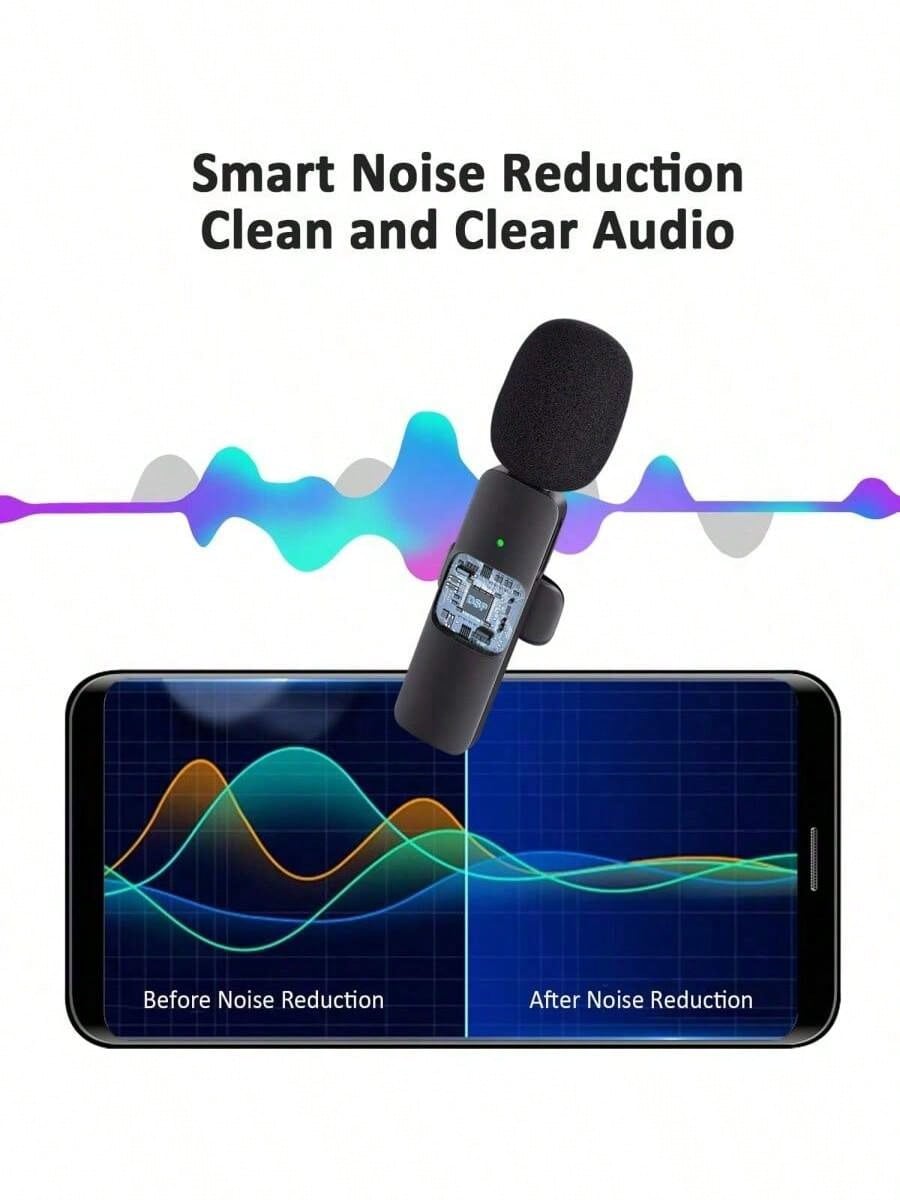 ميكروفون لاسلكي قابل للتثبيت، متوافق مع هواتف iOS/...