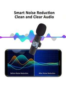 Wireless Clip-On Microphone, Compatible With IOS/Android Smartphones, Professional Recording Microphone With Smart Noise Cancellation, Perfect For Video Recording, Game Streaming, Interviews, Vlogging, Etc. (Includes Windscreen) - K9 Wireless Microphone - View 8