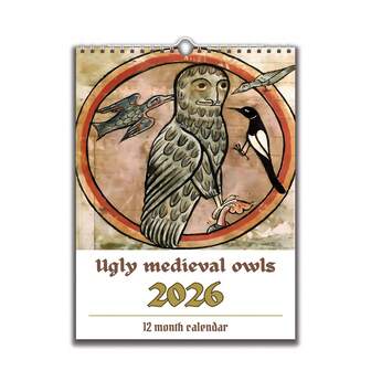2026 Interesting Medieval Owl Painting Calendar, Animal Theme Vintage Wall Decor Calendar With Daily, Weekly, Monthly Views, Office & Home Hanging Monthly Calendar, Suitable For Pet Lovers, Christmas & New Year Gifts