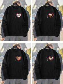 Personalized Custom Women's Fall Clothing , Heart Flock-Print Sweatshirt. Fall Clothes For Women,Winter Clothes For Women,Halloween Clothes Women,Upload Your Photo, Snapshot Or Group Shot To Create A One-Of-A-Kind Pullover. Perfect For Couples, Pranks, Surprise Gifts, Team-Building Uniforms, Or As A Custom Present For Your Girlfriend, Family And Friends On Birthdays, Holidays, Valentine's Day, Anniversaries-Any Special Occasion.