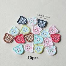 10/20 件随机混合格纹花卉印花 4 孔纽扣、连衣裙、夹克、衬衫、DIY 配饰、手机壳装饰