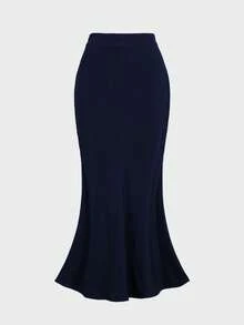 2pcs/Set Elegant Minimalist Business Commute Fashion Long Sleeve Shirt & Mermaid Skirt Outfit With Tie, Office Wear, Autumn/Winter, Tie Included