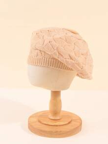 قبعة بيريه محبوكة بلون أحادي للنساء للاستخدام اليومي العادي، عصرية ومتعددة الاستخدامات، قطعتان/قطعة واحدة - متعدد الألوان - مشاهدة 14