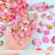 40/60pcs Rose Pink Slime Charms Assorted Cute Decoden Embellishments, Kawaii Slime Accessories,For Crafts Mini Decoden Acrylic Embellishments Phone Junk Cases Scrapbooking & DIY Decoration - 60PC - 查看 5