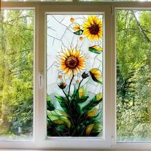 Adhesivos para ventanas, elegantes girasoles, vinilo adhesivo para ventanas de PVC, decoración para el hogar y el baño. - Multicolor - Ver 4