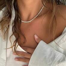 1 件铜镶嵌钻石链项链，男女通用款式，奢华时尚百搭颈链，男女皆宜的礼物