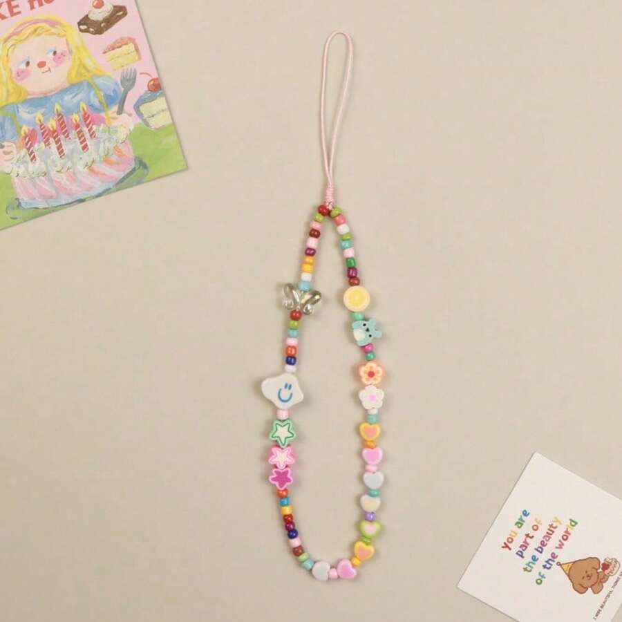 Original Star Butterfly Mobile Phone Chain Female Ins Wind Beaded Lanyard Colorful Handmade DIY Mobile Phone Lanyard Cute Girl Pendant - 彩色 - 查看 1
