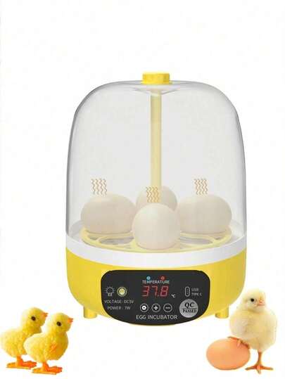 1 st. äggkläckare för hemmabruk, USB-driven (adapter ingår ej), lämplig för kyckling-, ank-, fågel- och sköldpaddäggskläckning, med värmelåda, automatiska eller manuella äggvändningsalternativ, kapacitet: 4 kycklingägg eller 8 duv-/fågelägg