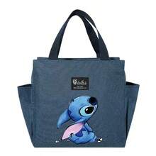 Adorable bolsa de almuerzo aislada con diseño de Stitch - Portador térmico de alimentos de doble bolsillo con grueso papel de aluminio, mantiene las comidas calientes para la escuela, de vuelta a la escuela, útiles escolares, oficina y actividades al aire libre | Colección